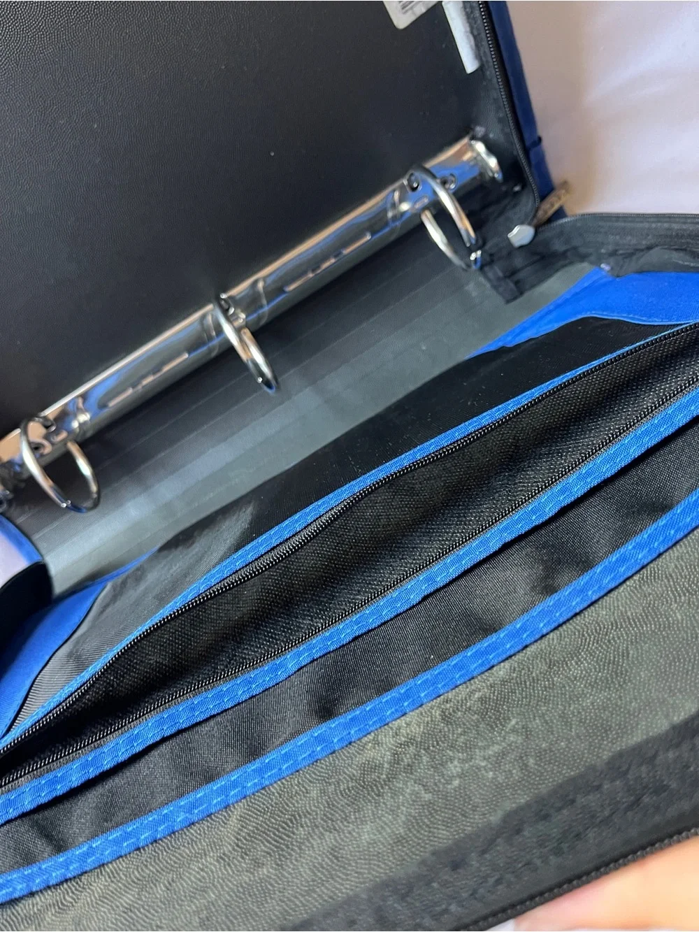 Five Star 2 Inch Zipper Binder Blue Black 3 Ring Zippered Pocket Case Used